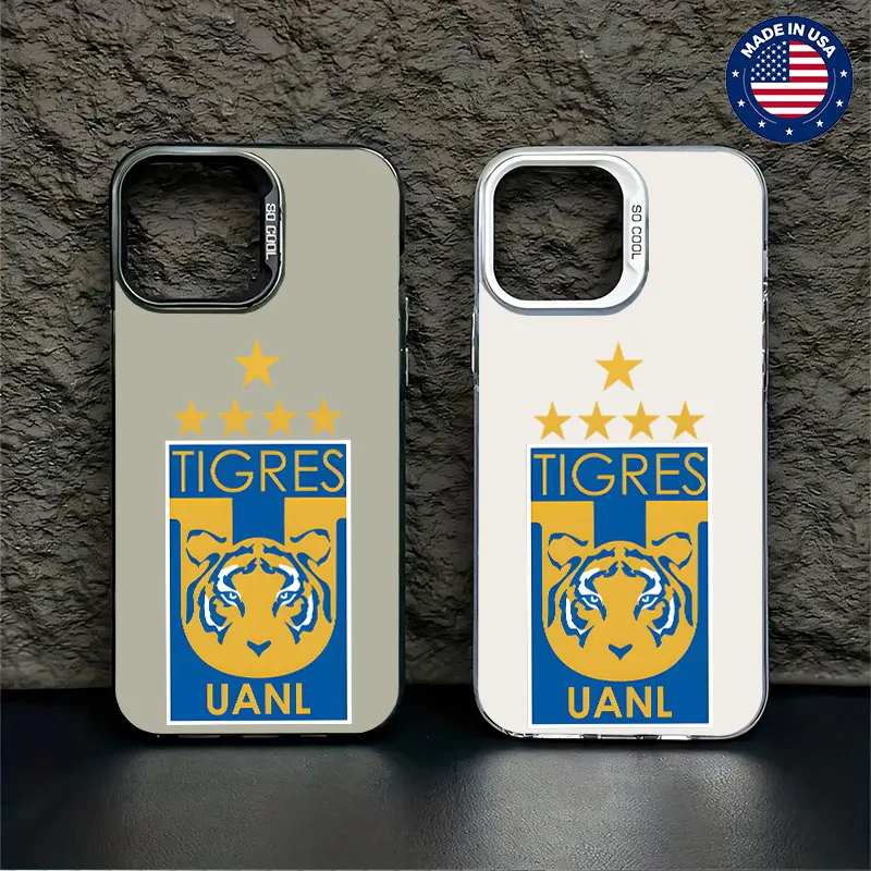 Custom Silicone Durable Tigres UANL Liga MX Soccer Aesthetic Pattern Phone Case - Shockproof Protection with Camera Guard for iPhone 17,16,15,14,13,12,11,7,8 Plus,ProMax,AIR; Samsung S22,S23,S24,S25 PLUS,ULTRA - Hard TPU PET PC Black Cellphone Accessory