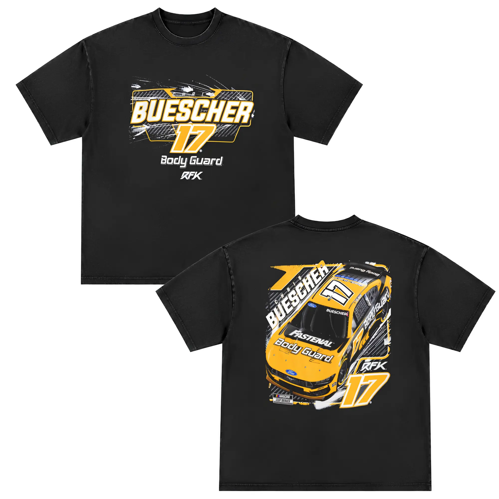 Chris Buescher 17 Racing Graphic Tee, Vintage RFK NASCAR Shirt, Double Sided Motorsport T Shirt, Washed Black Streetwear Tee, Race Car Fan Gift, Menswear & Underwear - Men's Tops - T-shirts - Men's Short-sleeve T-shirts