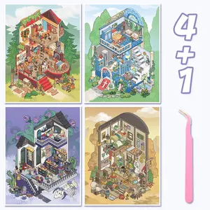 New Scenery Stickers, 3D Miniature House Scene Decals, Hand Account Mini Landscape Decorative Stickers, DIY Miniature House Stickers, DIY Sticker Paper