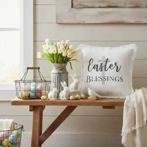 Easter Blessings Cross Pillow