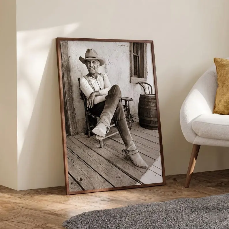 [NO FRAME] Lonesome Dove Gus McCrae Framed Poster, Classic Western Movie Wall Art, Vintage Cowboy Porch Photo Framed Print