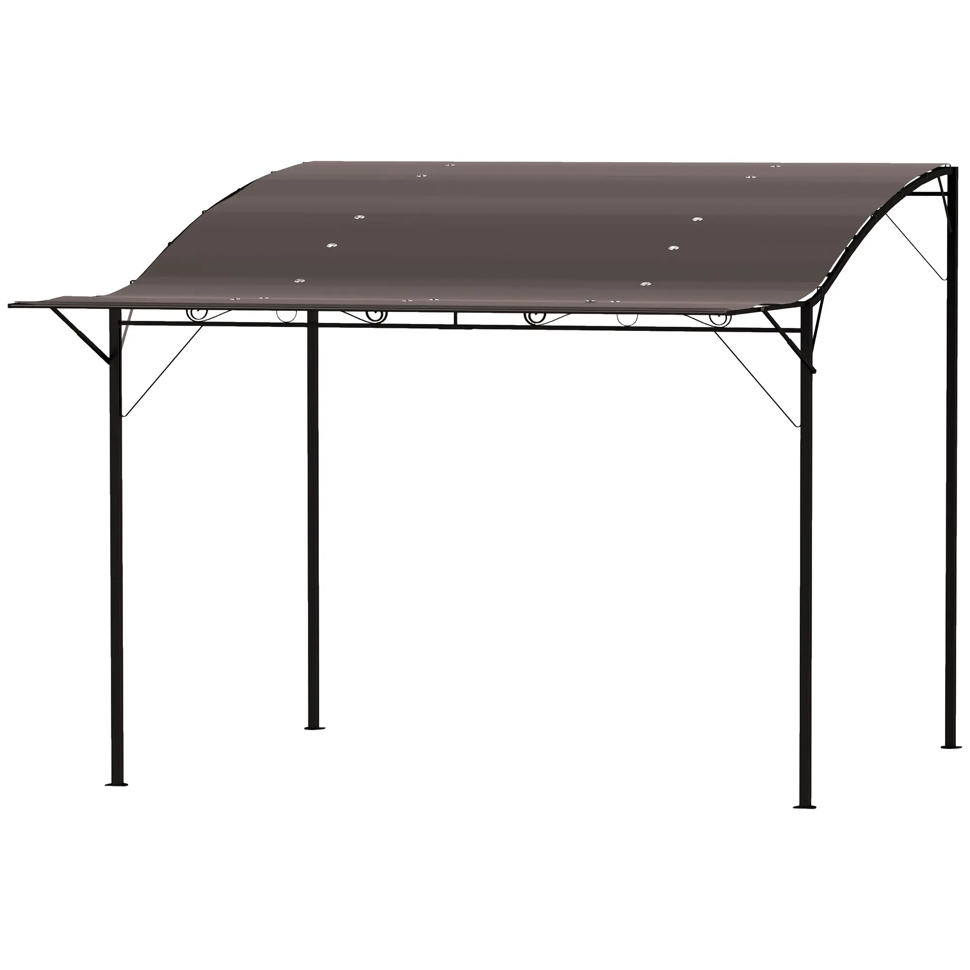 10' x 8' Outdoor Steel Pergola Gazebo, Heavy-Duty Garden Shelter with Adjustable Canopy for Backyard BBQ, Decks & Entryway Shade, Brown