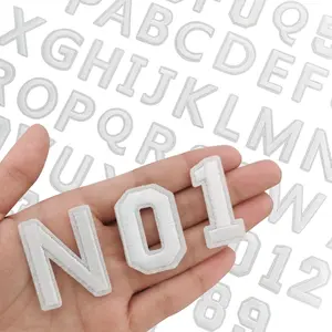 GUYI 72 Pcs Iron on Letters for Fabric, Alphabet Embroidered Patch A-Z, Number Patch 0-9, Iron on Letters and Numbers for Clothes, Hat, Jeans(White)