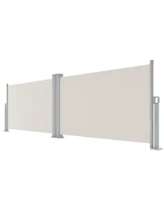 71 in x236 in Retractable Side Awning, Double Side Awning with 280 g/m² Polyester Fabric, Rainproof and UV-Proof Folding Privacy Screen Beige