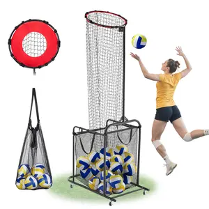 VEVOR Volleyball Setter Training Equipment, Angle and Height Adjustable Volleyball Trainer, Portable Practice Net with Cart, Wheels, Carrying Bag, Indoor Outdoor Target Net for Serving Spiking Setting