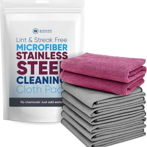 Claro Stainless Steel Cleaner Cloth 8-Pack – Microfiber Cleaning Cloths for Appliances, Sinks & Fridge | Lint-Free Streak-Free Stainless Reusable Alternative to Chemical Cleaners