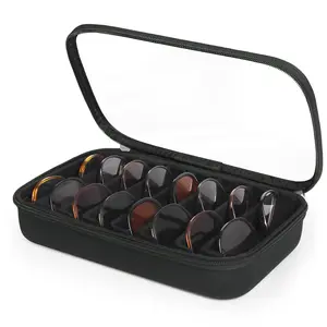Unisex Hard Shell Sunglasses Organizer Case - Multi-Pair Glasses Holder, Zippered Travel-Ready Eyewear Storage Box for Luggage