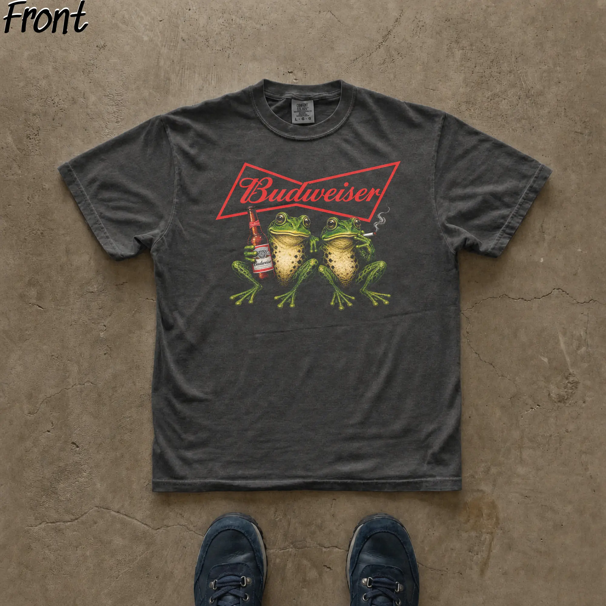 Vintage Budweiser Frogs Chilling Graphic Tee, Budweiser Beer Merch, This Buds For You Shirt, Budweiser Commercial Merch, USA Beer, Cute Mascot Shirt, King of Beers Merch, 100% Cotton Lightweight Shortsleeves, Perfect Gifts for Beer Lovers