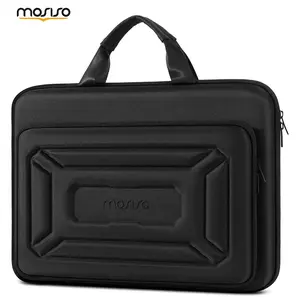 MOSISO 15.6-Inch Laptop Hard Case - 15-16 Inch Crash-Proof Multi-Protective Waterproof Computer Bag with Handle, Raised Pocket, Geometric Splicing, Compatible with MacBook, HP, Dell, Lenovo, Asus, Black, Crash-Proof Laptop Bags, Multi-Protective Laptop Ba