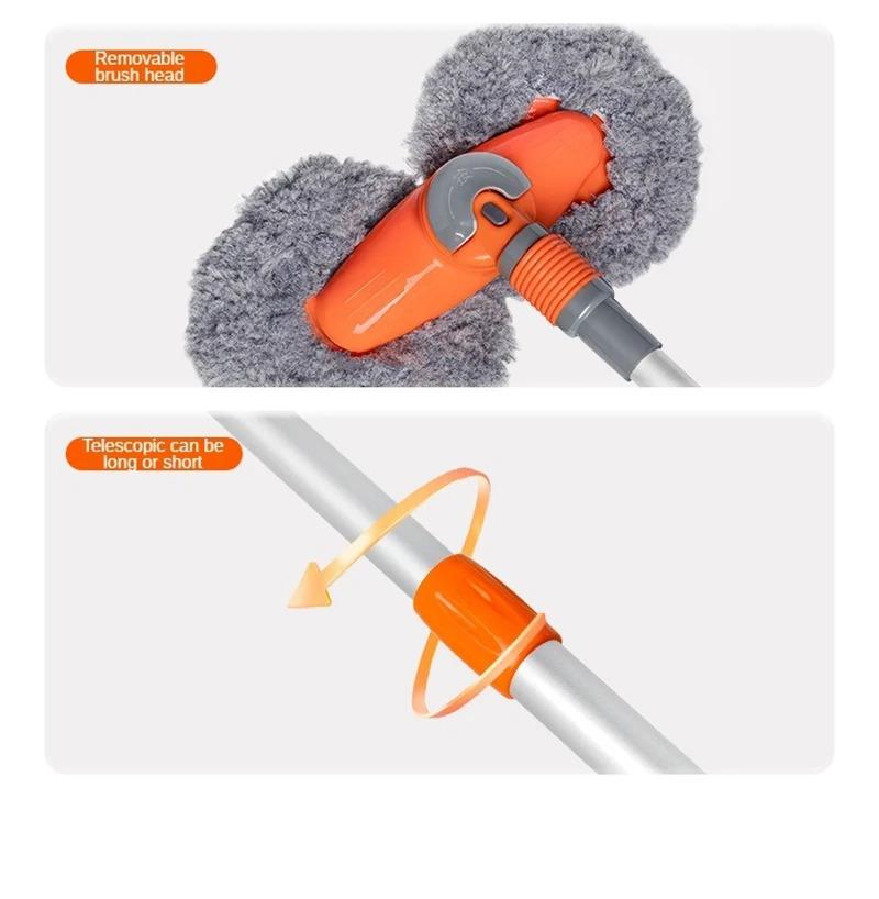 Car Washer Mop Foam Wash Brush Double Brush Head Roof Window Cleaning Maintenance Three-Section Telescopic Mop Car Accessories