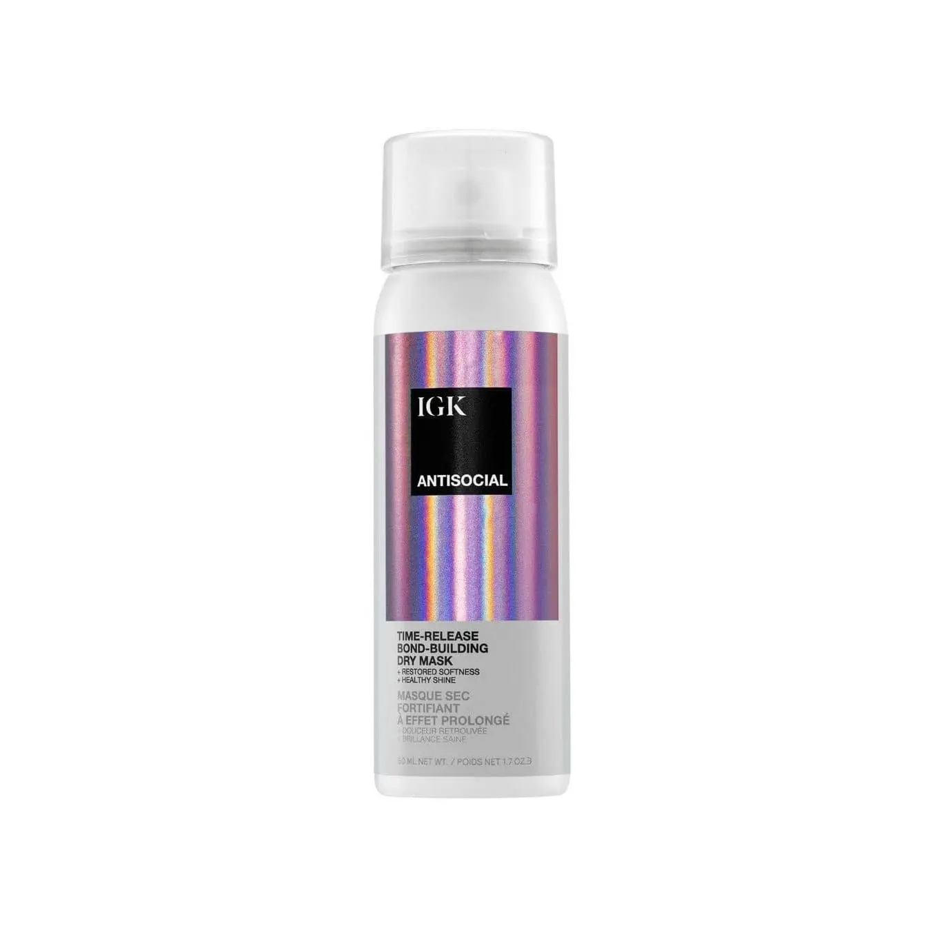 IGK ANTISOCIAL TRAVEL SIZE Bond-Building Dry Hair Mask | Repair + Soften + Smoothes + Strengthens + Shine | Vegan + Cruelty Free | 50ml | 1.7 oz