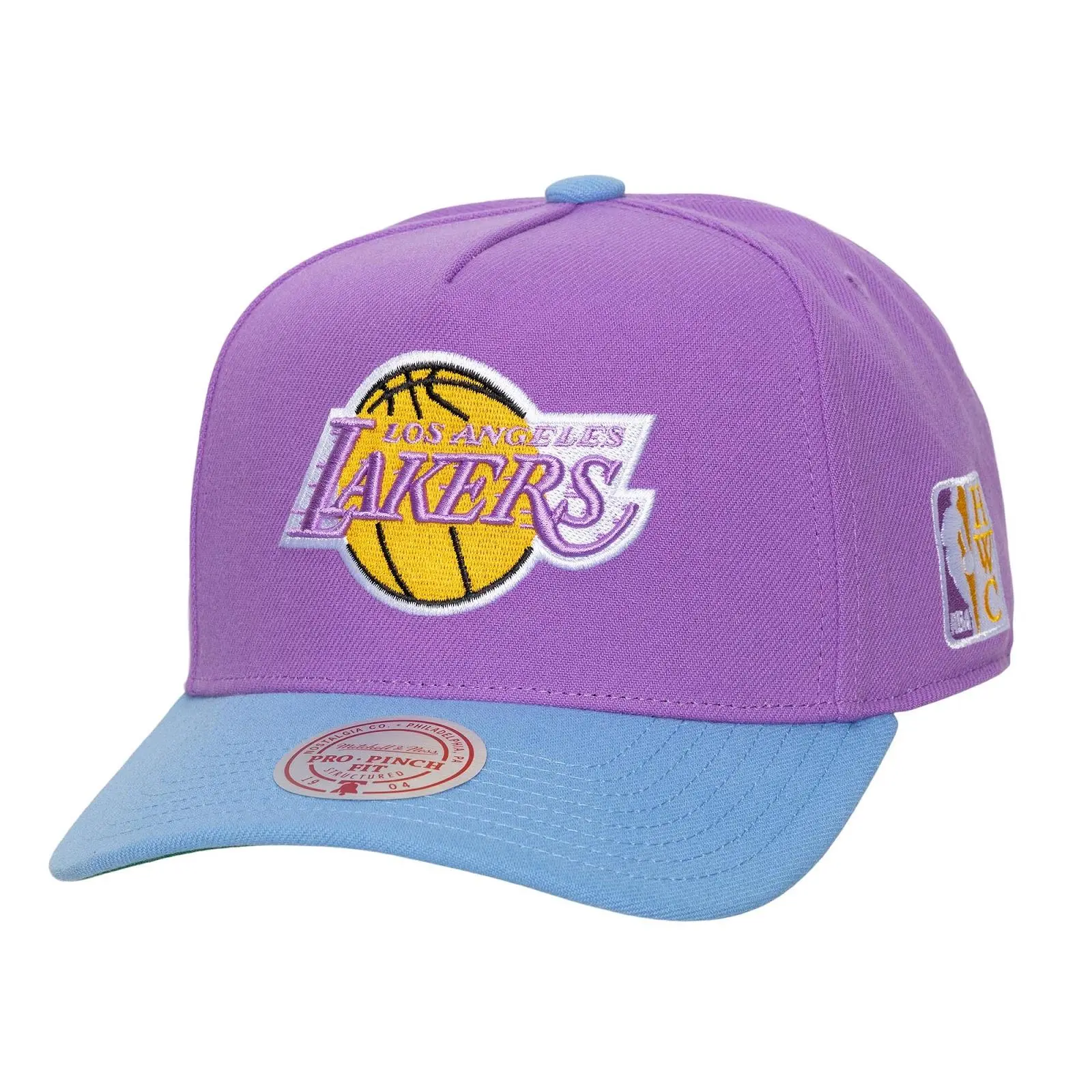 Los Angeles Lakers Purple/Light Blue Hardwood Classics Legendary Home Pro Pinch Snapback Hat NBA Throwback Cap Adjustable Fan Gear Mitchell & Ness