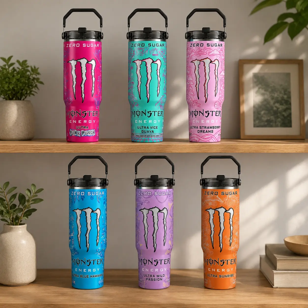 V3 Mon x  Energy Drink 30oz Carry Tumbler | Handmade Sublimation Tumbler | Stainless Steel Travel Cup | Gift for Energy Drink Fans