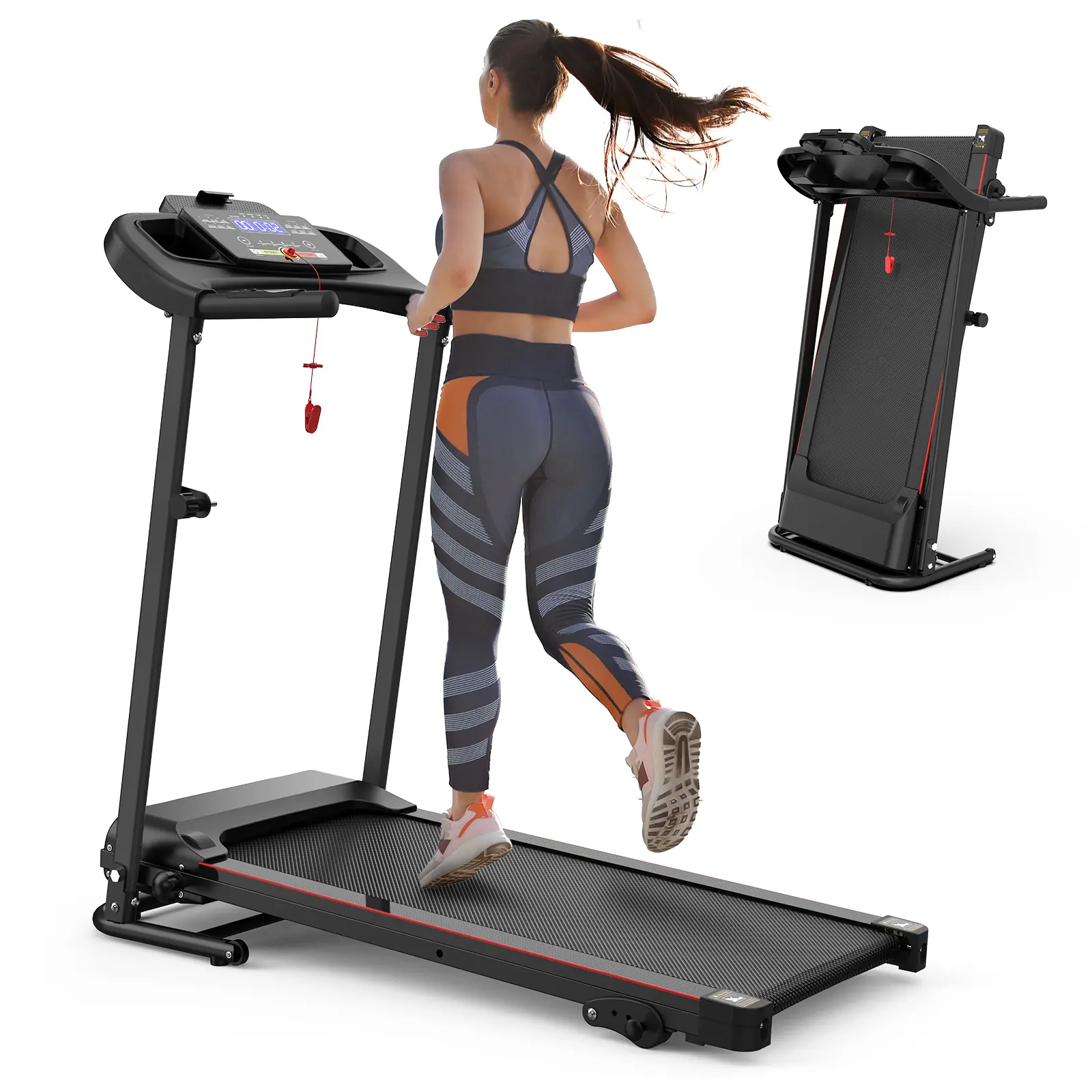 【Bellemave】Folding Treadmill with Incline 2.5HP 12KM/H Electric Treadmill for Home Foldable, Bluetooth Music Cup Holder Heart Rate Sensor Walking Running Machine for Indoor Home Gym Exercise Fitness, Home Fitness Equipment, Home Treadmill