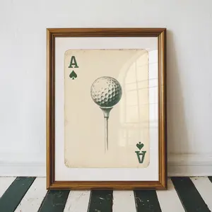 [SALE UP TO 40%] [Unframed] Vintage Golf Card Deck Art Print, Retro Golf Poster Art Print, Ace Golf Tee Time Wall Art Print, Printable Digital Download