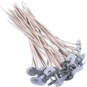 100pcs ECO 10 Wicks for Soy Candles, 6 inch Pre-Waxed Candle Wick for Candle Making,Thick Candle Wick with Base