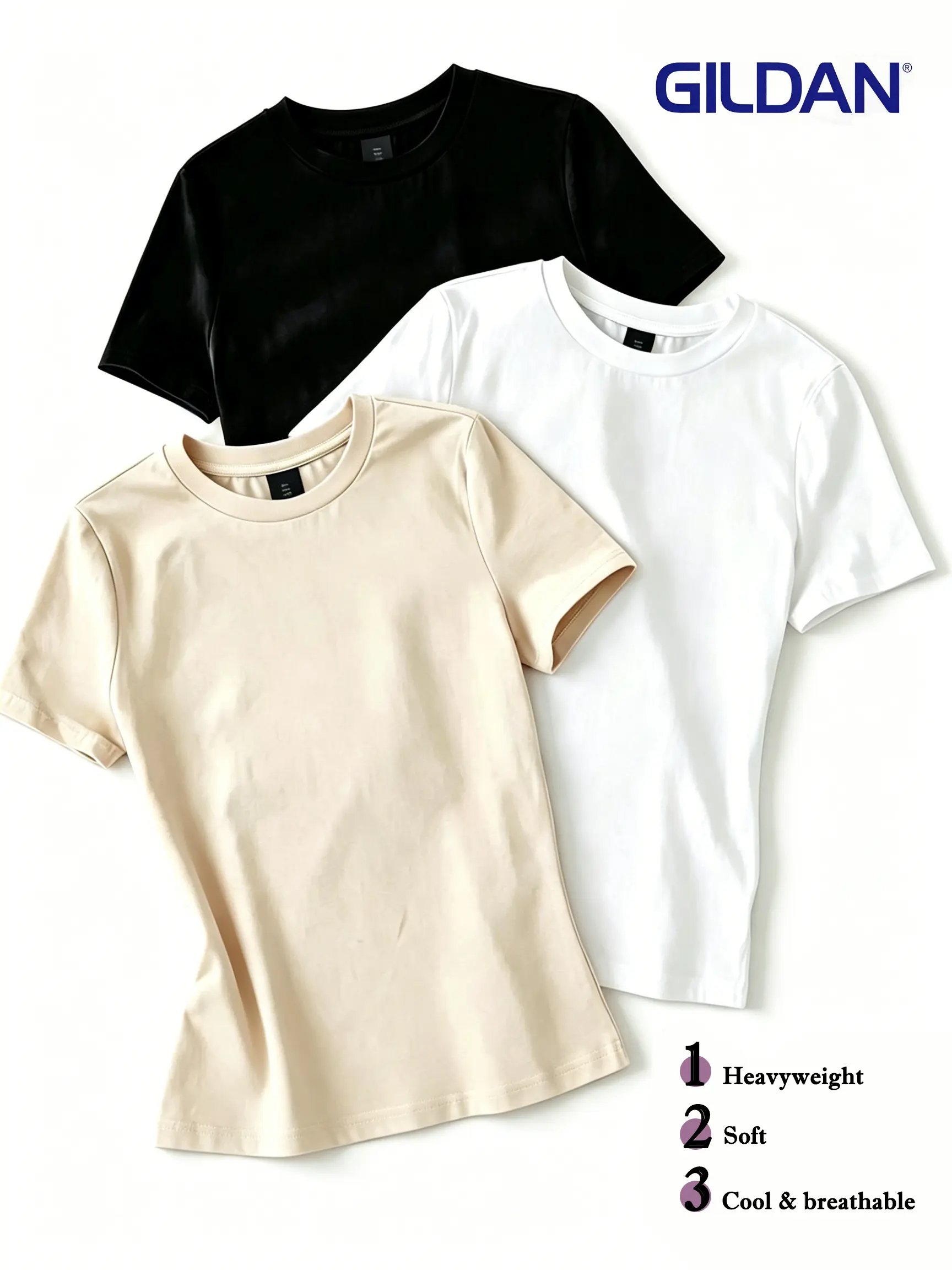 Gildan Premium 100% Cotton T Shirt 3 Pack Soft and Breathable Fabric Essential Crewneck Tees Sizes S to 4XL Perfect for All Day Comfort Durable Daily Basic Wear High Quality Cotton Set for Every Season