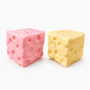 Realistic Cheese Block Squishy - Squilo Non-Rebound Moldable Faseline Filling Sensory Squishies Fidget Toys for Stress Relief