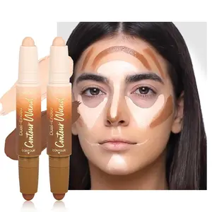 Contour Highlighter Stick,2-in-1 Dual-Ended Cream Bronzer & Highlighter Sticks Pen for Face Body Contouring Makeup- Buildable,Waterproof, Easy to Apply Suitable for Beginners