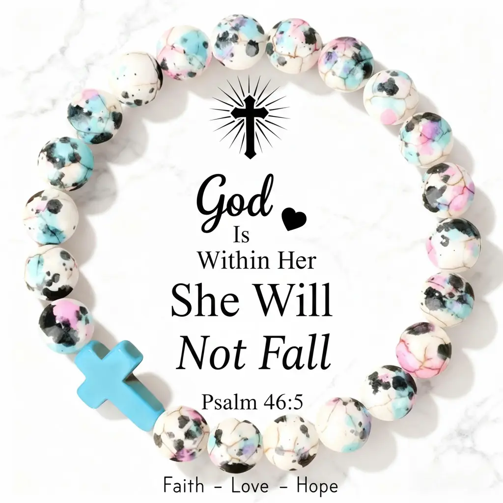 Boho Style Cross Charm Beaded Bracelet, Fashionable Elastic Beaded healing Bracelet for Women & Girls, Trendy All-match & Exquisite Faith Wear Jewelry for Birthday Gift, Bohemian Bracelets(No Cards) backtoschool