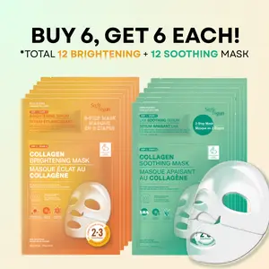 [TikTok Shop Exclusive] 12 Days Overnight Radiance Solution | 2-Step Glow Repair Mask BOGO DEAL, Overnight Sleeping Mask, Korean Skincare, Collagen + Niacinamide (12 Serum + 12 Sheet)