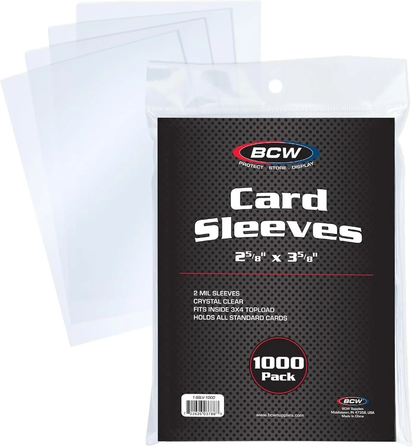 BCW Penny Sleeves - 1000 Crystal Clear Acid-Free Sleeves - 2-5/8" x 3-5/8" | for Trading Cards - Baseball, Basketball, Football, Hockey, Pokemon, MTG