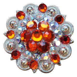 HILASON Western Screw Back Concho Orange Ab Crystal Saddle and Color | Slotted Conchos