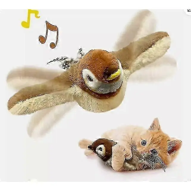 Electronic Interactive Flying Bird Cat Toy Hanging Pet Flapping Wings Sparrow