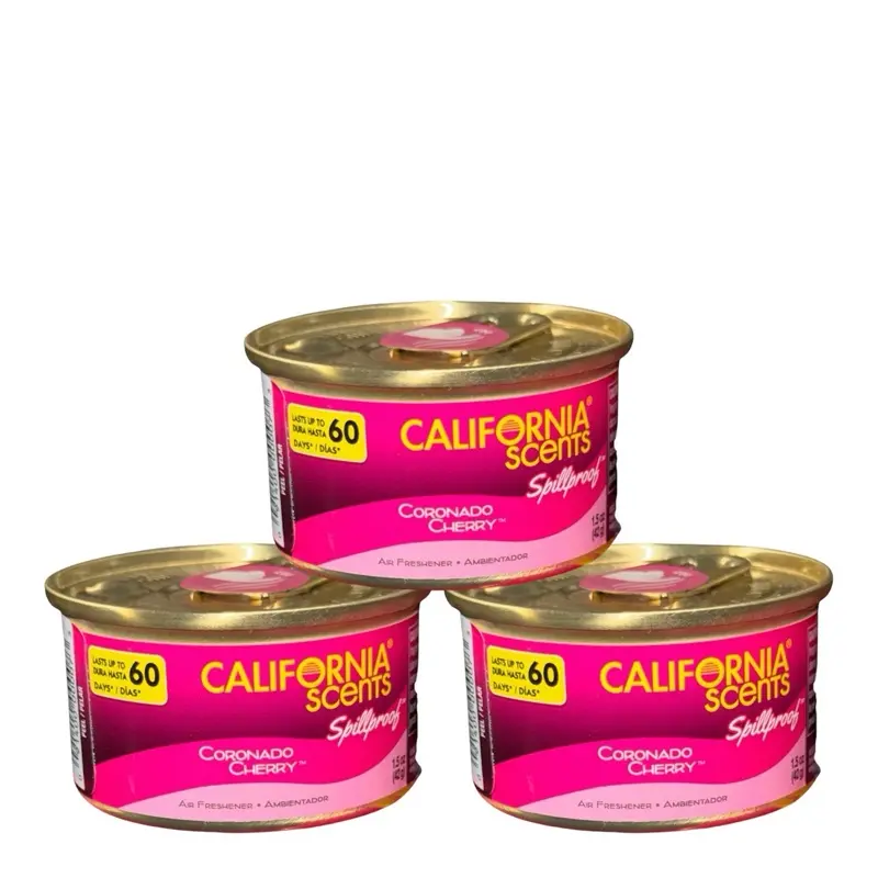California Scents Coronado Cherry Spillproof Air Freshener 1.5 Ounce Canister Original Organic Scent for Car & Home PACK OF 3!