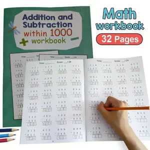 Math Workbook for Kids, Student Workbook, Preschool Learning Materials, Classroom Supplies, 32 Pages Addition Subtraction Practice, Math Exercises, Ideal for Early Math Skills Development, Children Education Activity