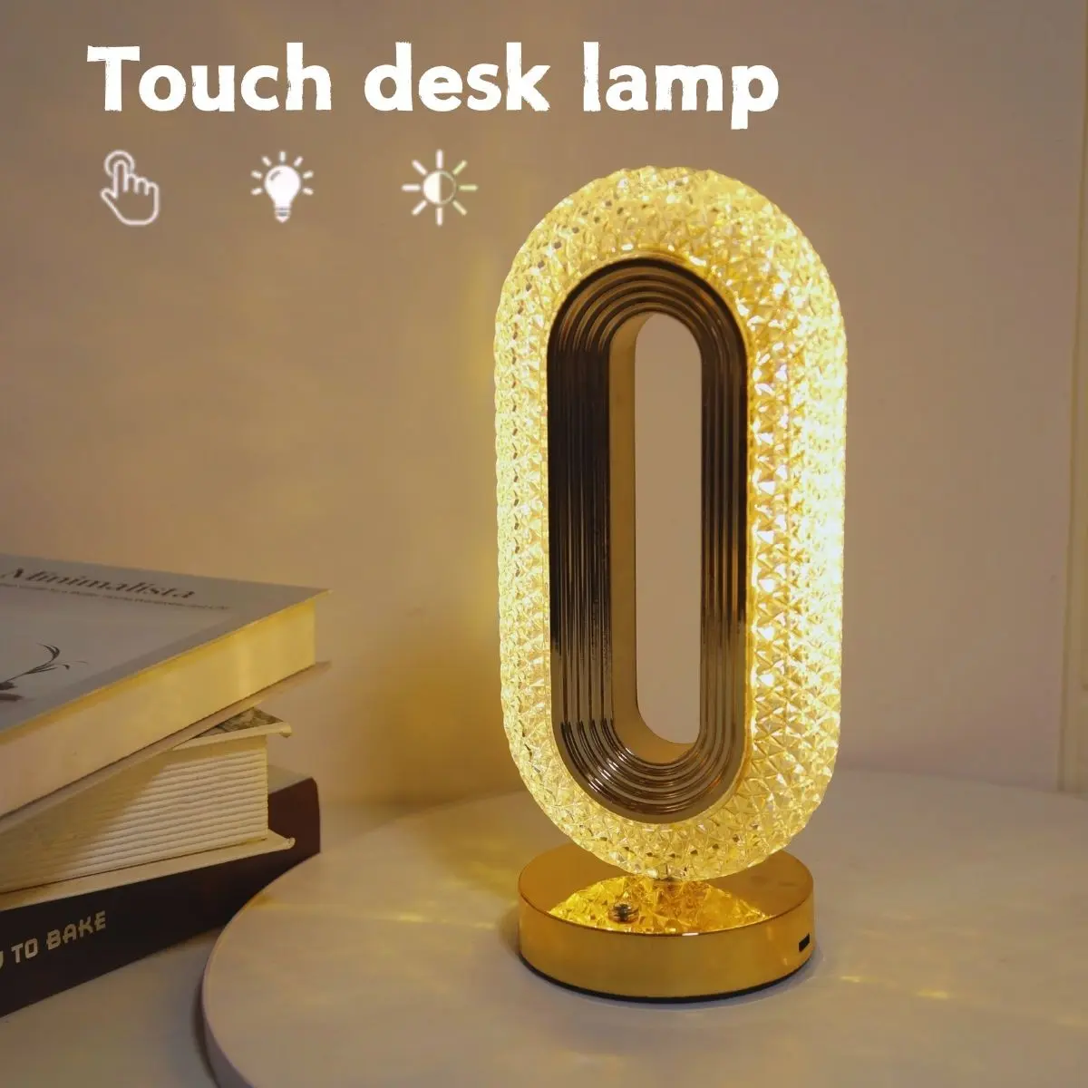 Luxury Crystal LED Table Lamp, Decorative Lamps, Touch Control Adjustable Color Temperature, USB Rechargeable, Ideal for Bedroom Living Room Christmas Decor, Modern Mood Lighting, Adjustable Lights
