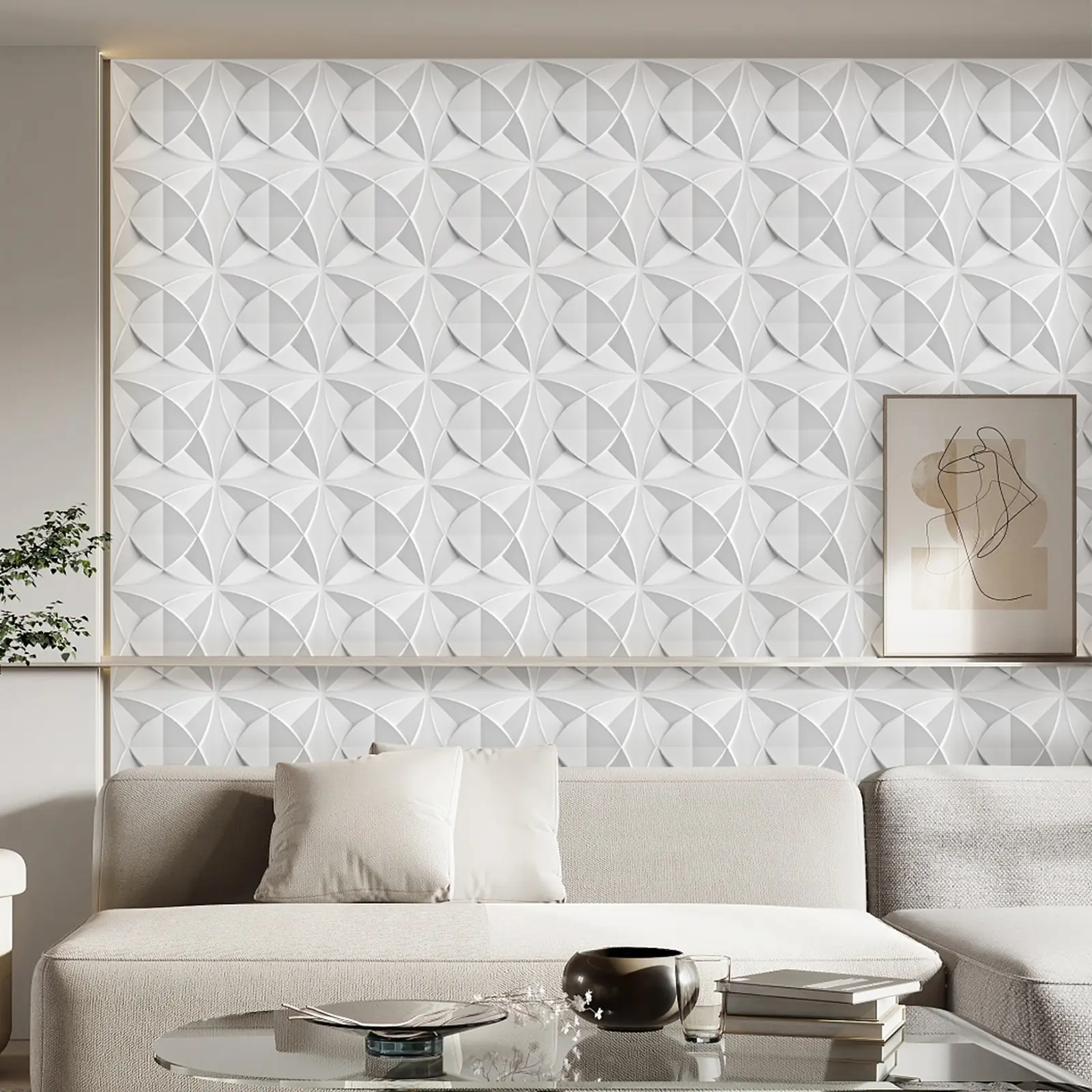 Aadesh PVC Plastic 3D Wall Panels, Waterproof and Fire-Resistant, 11.8x11.8 Inches, Ideal for Living Rooms, Bedrooms, Hotels, Offices