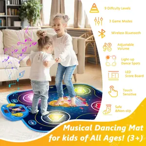 【HiEHA】TiktokShopSpringGlowUp & RefreshedLook：Light-Up Kids Dance Mat | Portable Electronic Dance Pad with Bluetooth & Score Display | 3 Modes Touch Control Music Game | Indoor Outdoor Party Toy Gift for Kids 6+