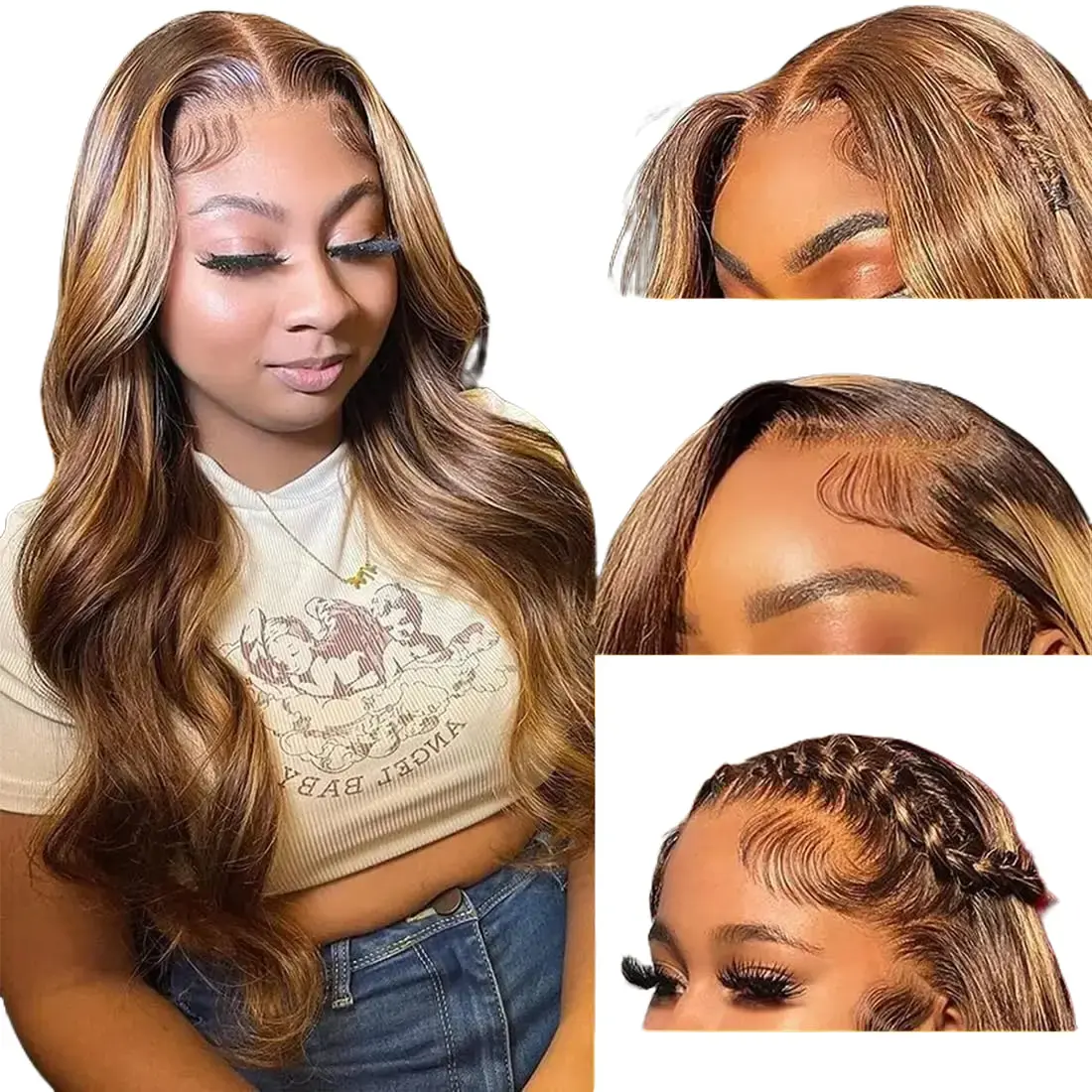 26 Inch  13x4 Lace Front  Long Wavy Wigs for Women, Gorgeous Fluffy Black and honey blonde blend Wigs Synthetic Wigs for Party, Daily, Back To School Fall for Birthday Gifts, Valentine's Day
