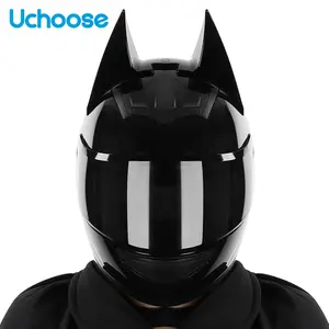 Men's Full Face Motorcycle Motorbike Helmet with Detachable Ears, Batman Style, Stylish and Cool Design, Perfect Fit