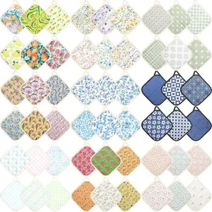 6 Pack Pot Holders 100% Cotton Heat Resistant Potholder, Machine Washable Pot Holder, Hot Pads, Table Pads for Cooking Baking (Random Style)