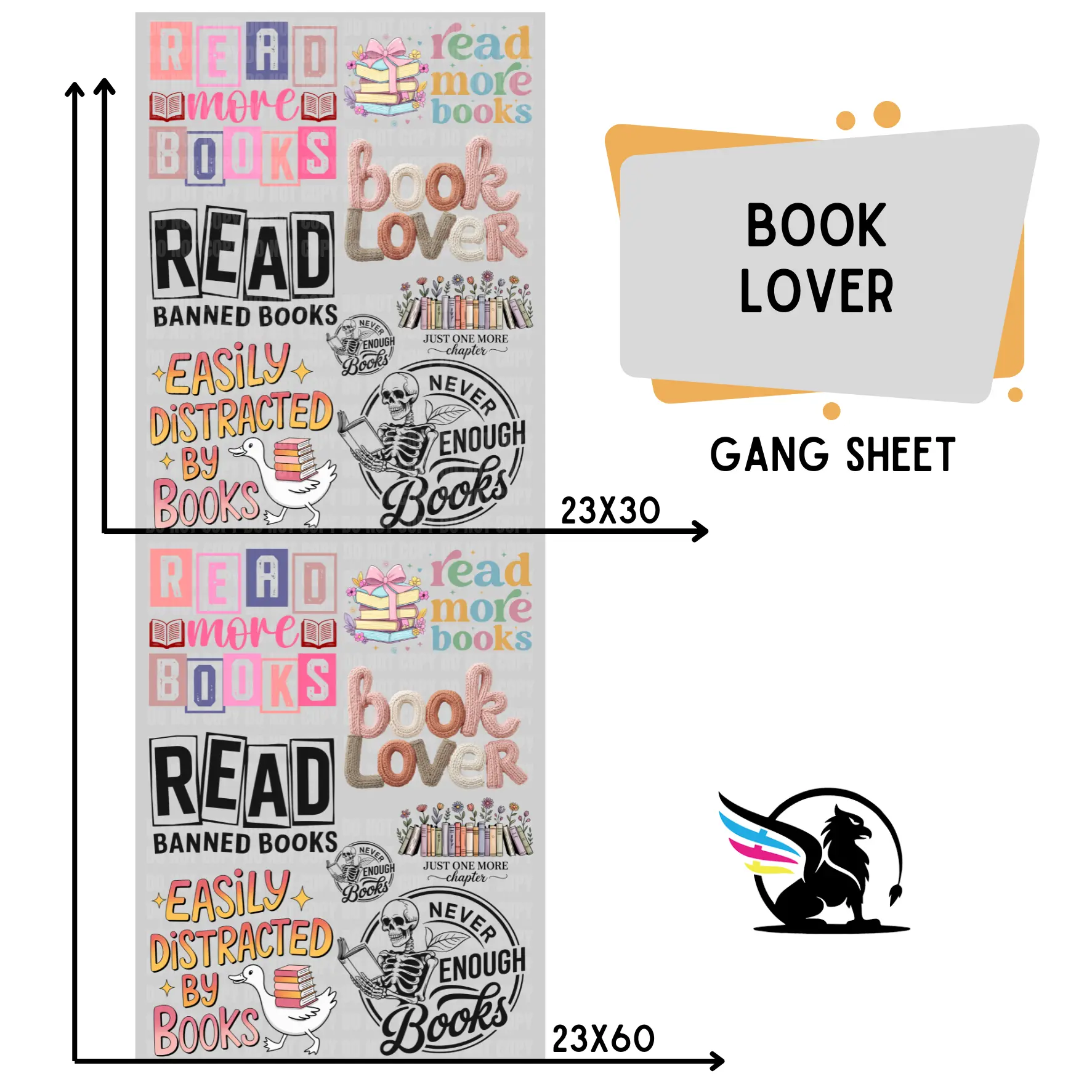 Book Lover | Premade DTF Transfer Gang Sheet For Graphic Tees