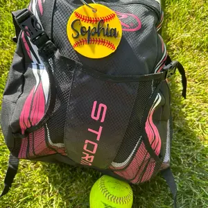 Acrylic softball name bag tag