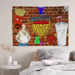 Aqua Teen Hunger Force cartoon printed fabric wallpaper, fun wallpaper murals, home decor, wallpaper tapestries