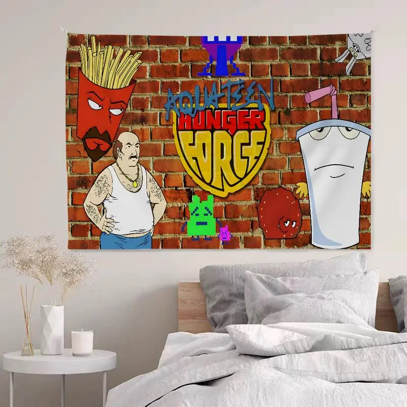 Cartoon A- Aqua Teen Hunger Force Cartoon Tapestry Art Science Fiction Room Home Decor Wall Hanging Home Decor Decoration Z6