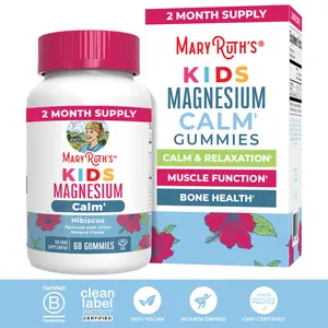 MaryRuth's Kids Magnesium Calm Gummies - 2 Month Supply - Sugar Free - Bone Health - Calcium Absorption - Calm & Relaxation Gummies for Kids – 50mg Magnesium Citrate - Agar Based - Vegan - 60 Count