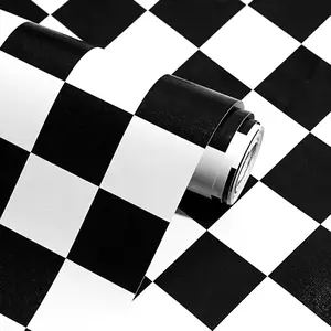 Modern Peel and Stick Wallpaper Black and White Mosaic Checkered Contact Paper 17.7"x78.8" Self Adhesive Lattice Wallpaper Removable Decorative Wallpapers for Bedroom Countertops Cabinet Vinyl Roll