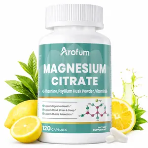 Magnesium Citrate Capsules for Constipation & Sleep Support - Vegan Magnesium Citrate Supplement with Vitamin B6 & L-Theanine for High Absorption - 120 Capsules, Non-GMO