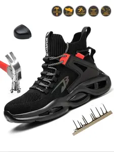 Men's Safety Shoes, Breathable Comfortable Anti-smash and Anti-puncture Sports Shoes, Anti-slip Work Shoes for Men, Fashionable Shoes for Daily Wear, Steel Toe Trainers
