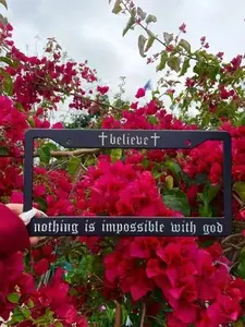 God License Plate Frame, Jesus Car Accessories, Bible Car Decor, Religion Plate Cover Gift, With God Nothing is Impossible Quote Accessory