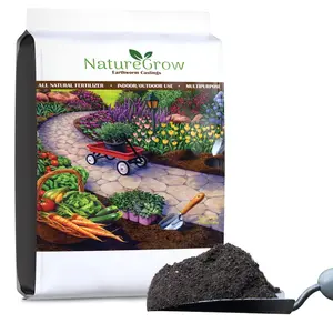 NatureGrow Earth Worm Castings 15lb - Worm Castings Organic Fertilizer Includes Humic Acid, Earthworm Castings - Pure Worm Castings for Gardening, Organic Worm Casting