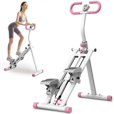 Fahuac Mini Climbing Stepper Machine - Portable Collapsible Home Training Equipment, Resistance Band-Assisted Pedal-Operated, Stairs-Like Movement, Steel Frame, LCD Display, ABS, 330lbs Max Capacity, Quiet Multifunctional, 34.25*17.32*49.21 inches