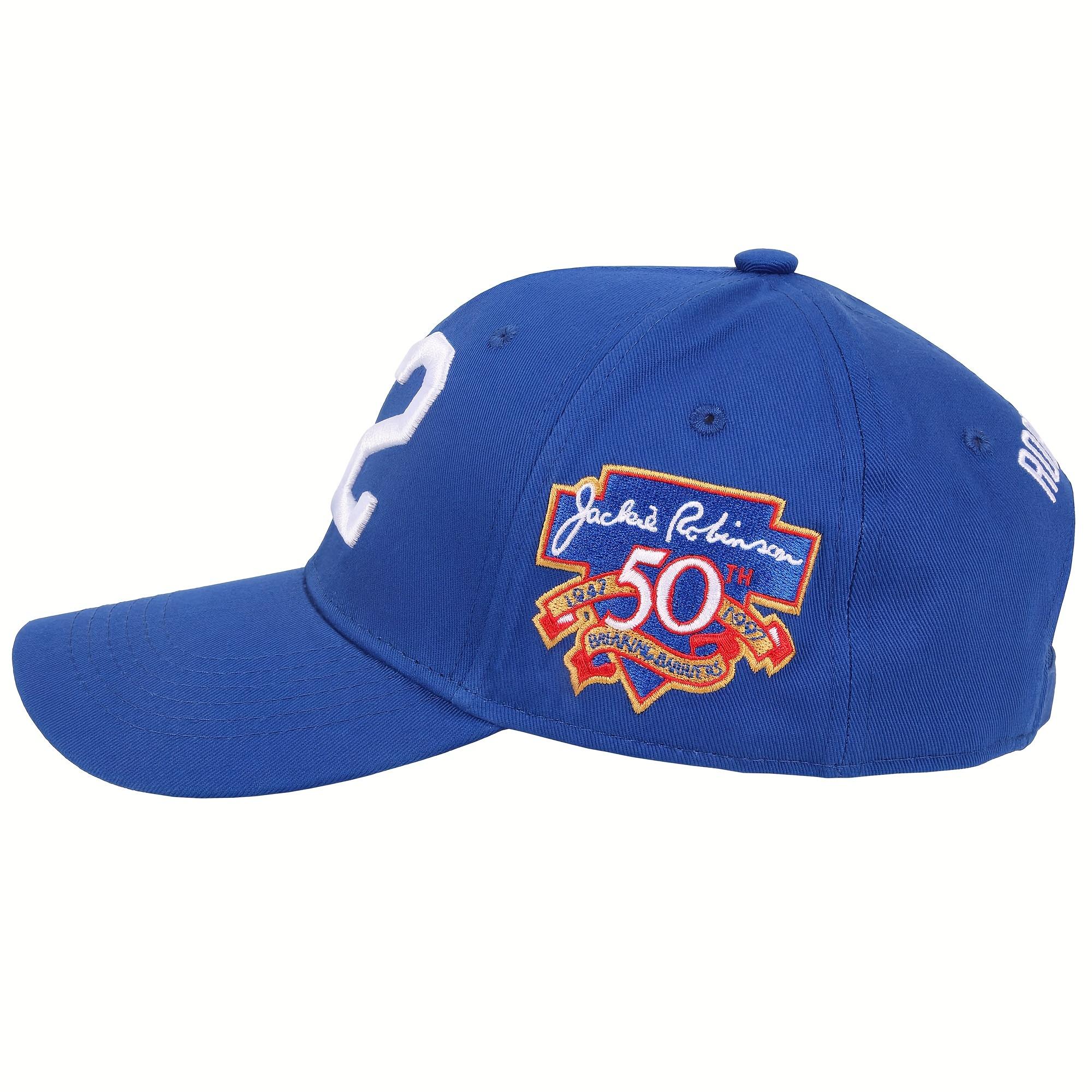 50th Patch #42 Robinson Baseball Day Men's Baseball Cap Blue Black Adjustable Curved Brim Outdoor Sport Hat Dad Cap Snapback Fitted 100% Polyester 3D Embroidery