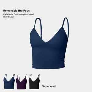 NVWA Mother's Day Gifts,Women's Sexy Deep V Ruched Camisole with Invisible Chest Pads, Comfortable Wire-Free Sports Tank Top for Yoga, Summer Tops,