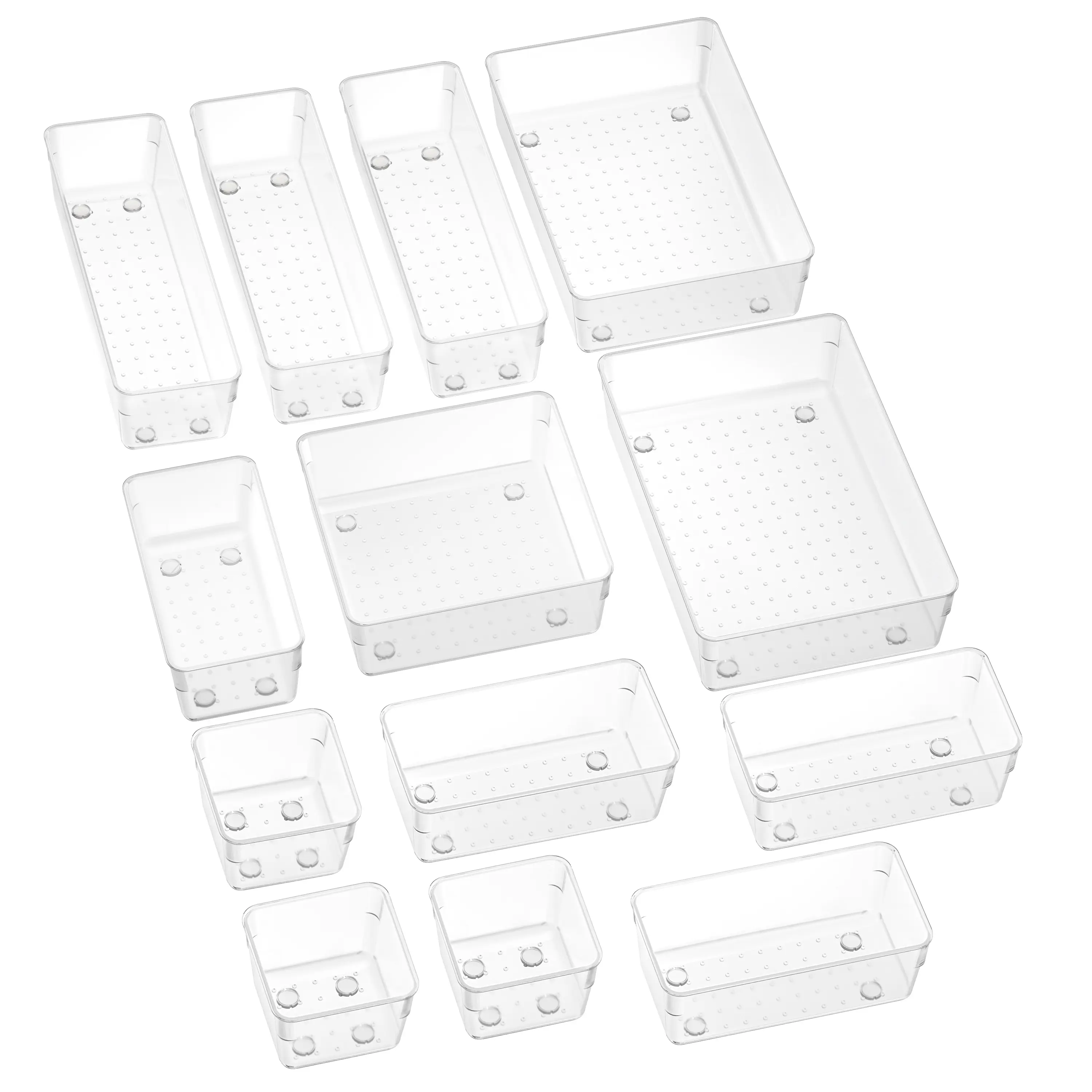 SMARTAKE Drawer Organizer, with Non-Slip Silicone Pads, Clear Drawer Organizer Trays Storage Tray